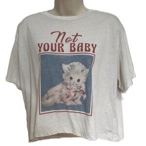 TOPSHOP Not Your Baby Cat Crop Top Tshirt Short Sleeves Womens XL
